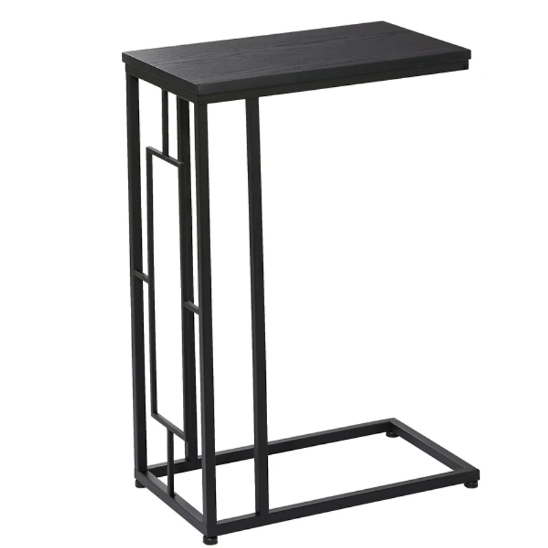 Dark Brown Metal C-Shaped Accent Table