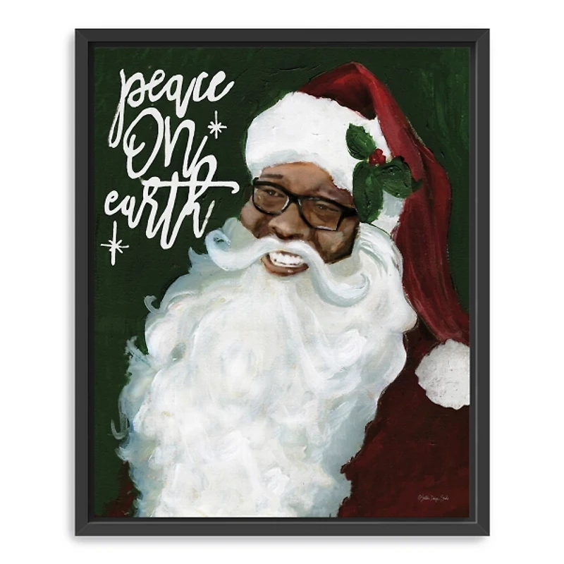 Peace on Earth Santa Framed Canvas Art Print