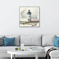 Blue Lighthouse Framed Canvas Art Print