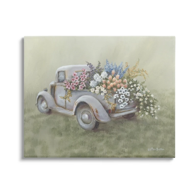 Farmhouse Flower Buggy Canvas Art Print, 24x30 in.