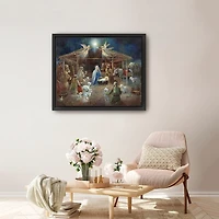 Nativity at Twilight Framed Canvas Art Print