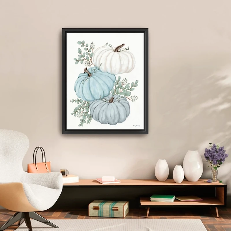 Blue Pumpkin Trio Framed Canvas Print, 26x32 in.