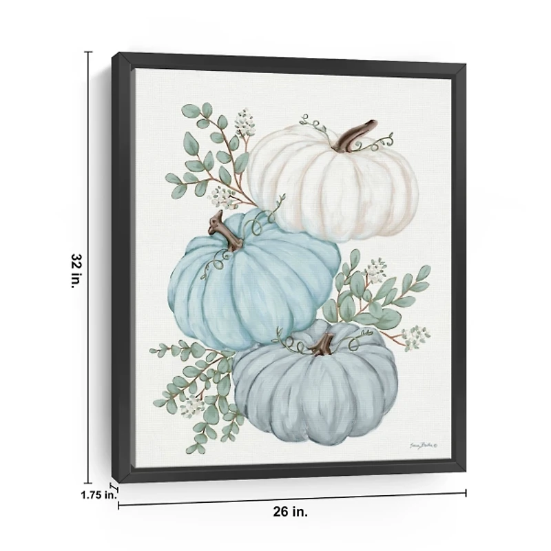 Blue Pumpkin Trio Framed Canvas Print, 26x32 in.