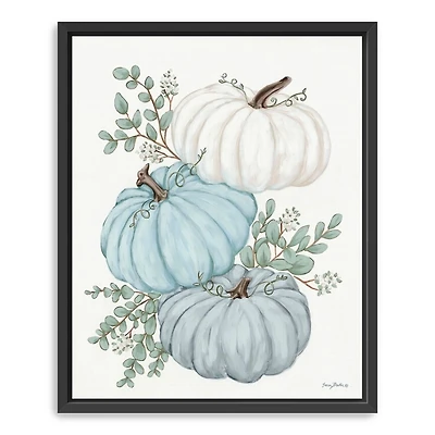 Blue Pumpkin Trio Framed Canvas Print, 26x32 in.