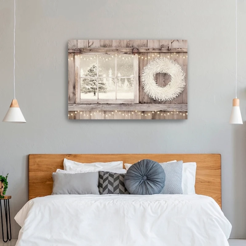 Snowy Barn View Canvas Art Print, 32x48