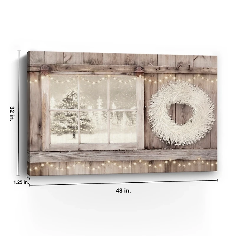 Snowy Barn View Canvas Art Print, 32x48