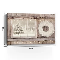 Snowy Barn View Canvas Art Print, 32x48