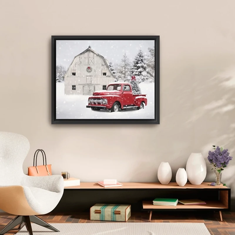 Christmas Tree Barn Framed Canvas Art Print