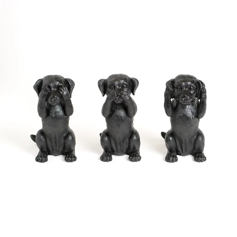 See, Hear, Speak No Evil Dog Figurines, Set of 3