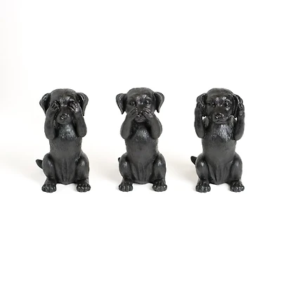 See, Hear, Speak No Evil Dog Figurines, Set of 3