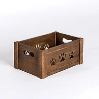 Paw Print Cutout Wooden Crate