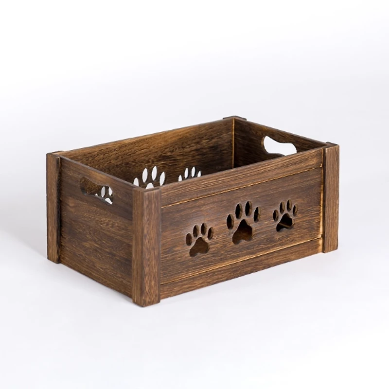 Medium Paw Print Cutout Wooden Crate