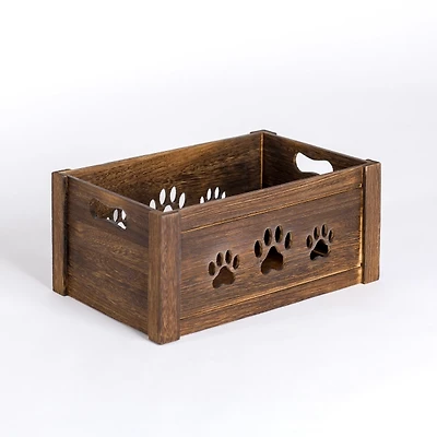 Medium Paw Print Cutout Wooden Crate
