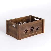 Medium Paw Print Cutout Wooden Crate