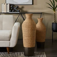 Two-Toned Natural Seagrass Floor Vase, 33 in.