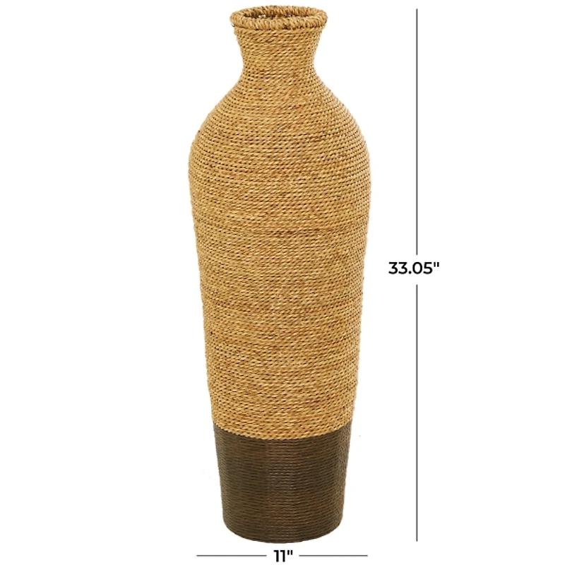 Two-Toned Natural Seagrass Floor Vase, 33 in.