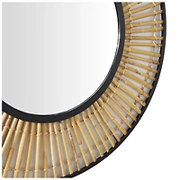 Natural Round Slatted Frame Wall Mirror