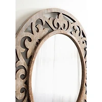 Whitewashed Wood Round Shavali Mirror