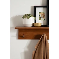 Walnut Wood Alia Shelf with Hooks