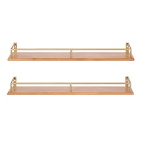 Natural & Gold Rectangle Cameron Shelves, Set of 2