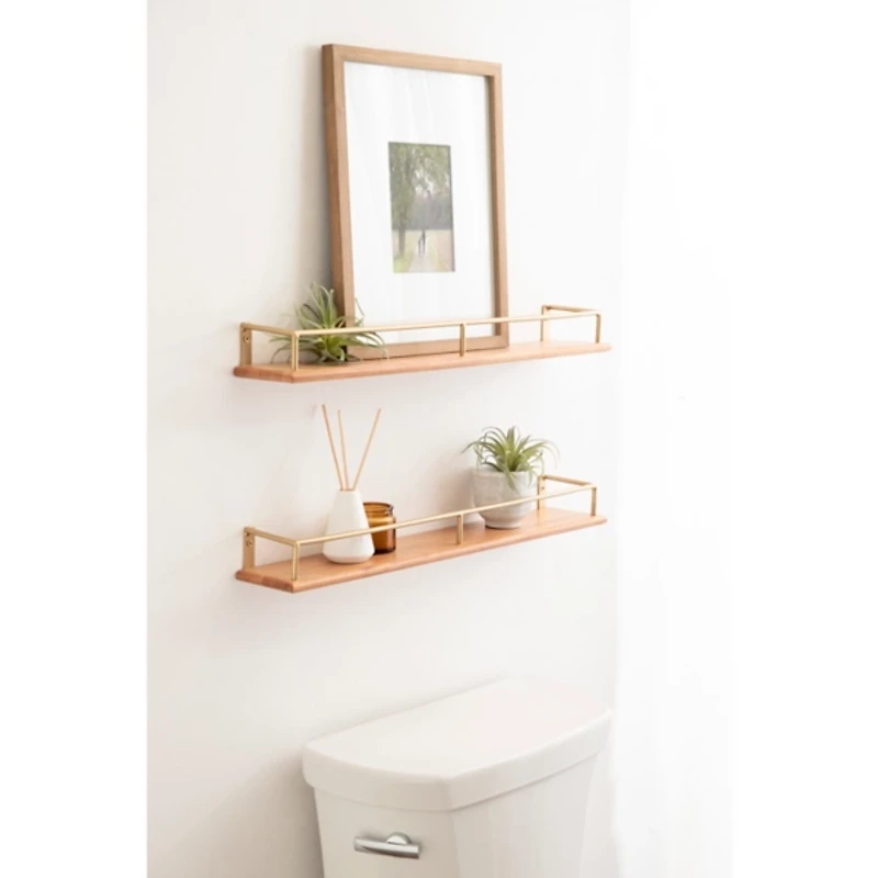 Natural & Gold Rectangle Cameron Shelves, Set of 2