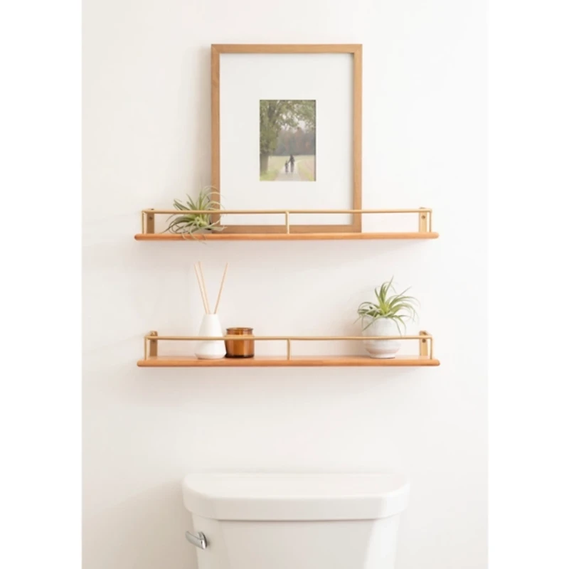 Natural & Gold Rectangle Cameron Shelves, Set of 2