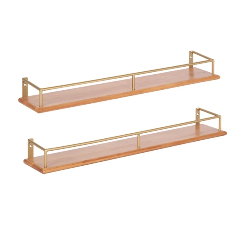 Natural & Gold Rectangle Cameron Shelves, Set of 2