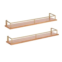 Natural & Gold Rectangle Cameron Shelves, Set of 2
