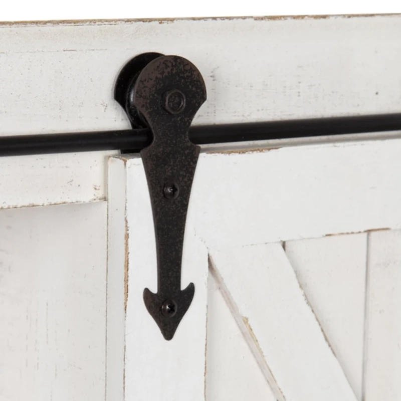 White Wood Barn Door 5-Shelf Wall Cabinet