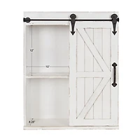 White Wood Barn Door 5-Shelf Wall Cabinet
