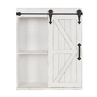 White Wood Barn Door 5-Shelf Wall Cabinet