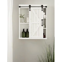 White Wood Barn Door 5-Shelf Wall Cabinet