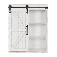 White Wood Barn Door 5-Shelf Wall Cabinet