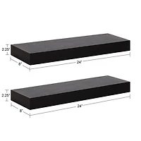 Black Wood 2-pc. Floating Shelves, 24 in.