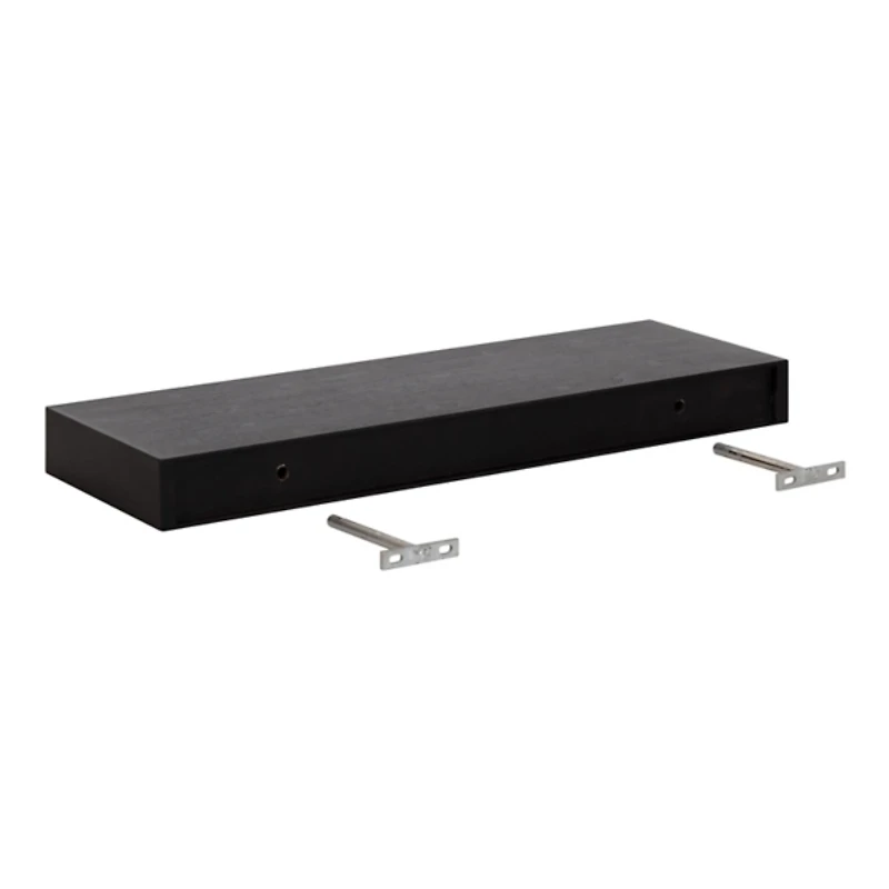 Black Wood 2-pc. Floating Shelves, 24 in.