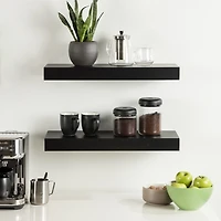 Black Wood 2-pc. Floating Shelves, 24 in.