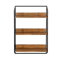 Black Metal & Rustic Wood Tiered Wall Shelf