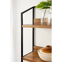 Black Metal & Rustic Wood Tiered Wall Shelf