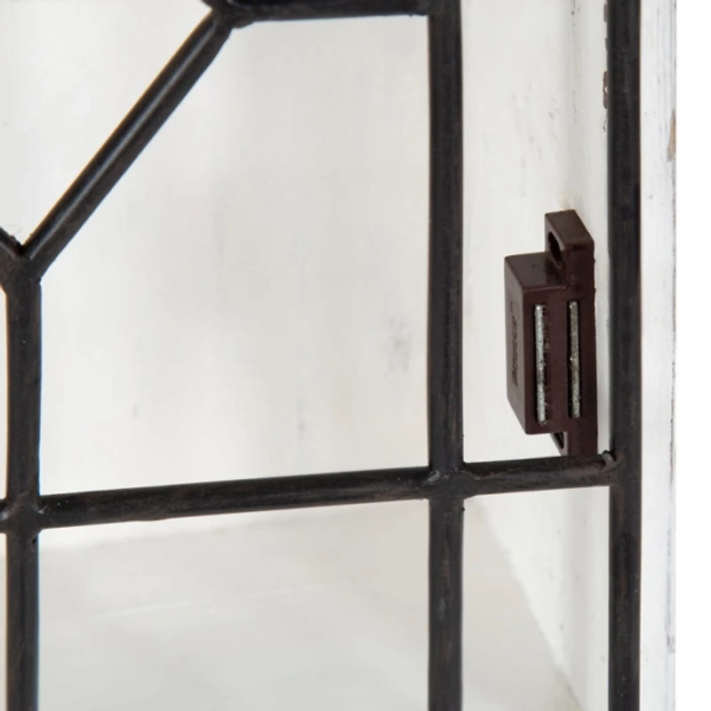 Farmhouse Chic White Wood & Iron Wall Cabinet