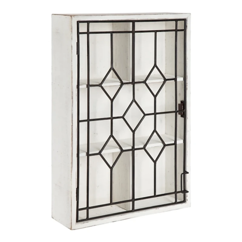 Farmhouse Chic White Wood & Iron Wall Cabinet