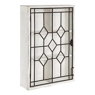 Farmhouse Chic White Wood & Iron Wall Cabinet