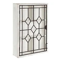 Farmhouse Chic White Wood & Iron Wall Cabinet