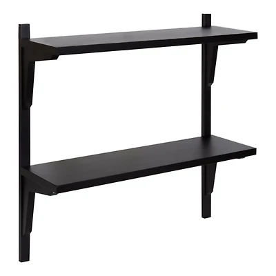 Black Traditional Two-Tiered Wall Shelf