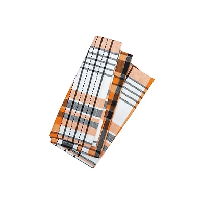 Orange Plaid Halloween Napkins, Set of 6