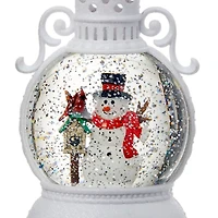 Pre-Lit Snowman and Cardinal Snow Globe