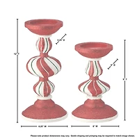 Peppermint Stripe Candle Holders, Set of 2