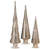 Champagne Mercury Glass Christmas Trees, Set of 3