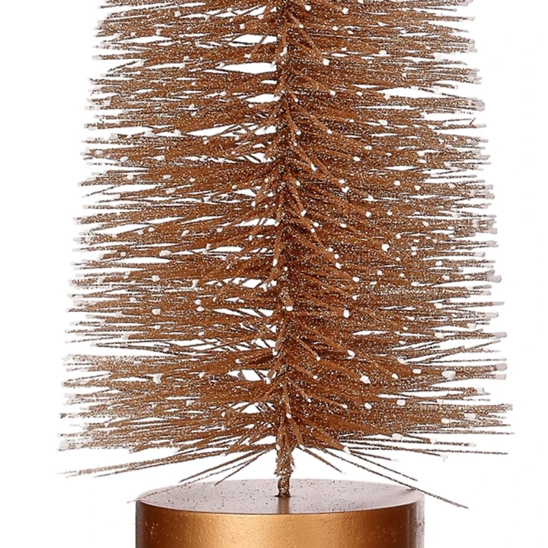 Snowy Bronze Bristle Christmas Trees, Set of 3
