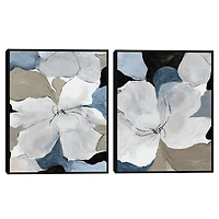 Gray Flowers Framed Canvas Art Prints, Set of 2
