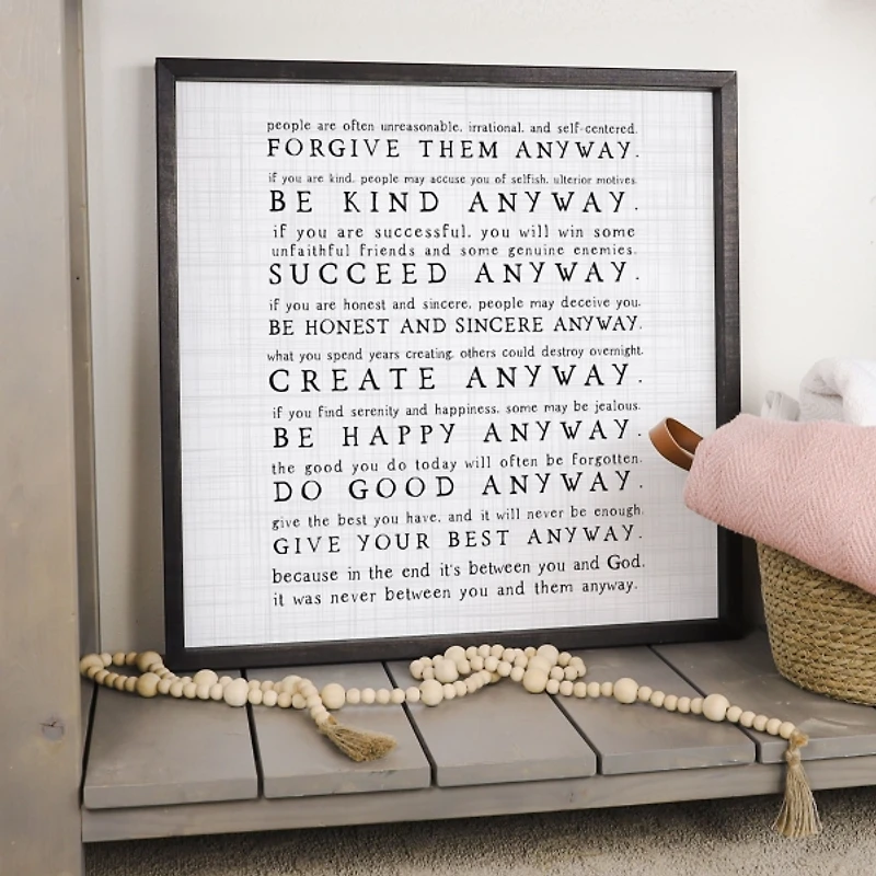 Anyway Framed Wood Wall Plaque